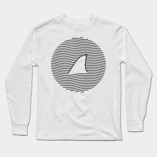 Awesome Shark Fin Line Art Shark Lover Gift Long Sleeve T-Shirt